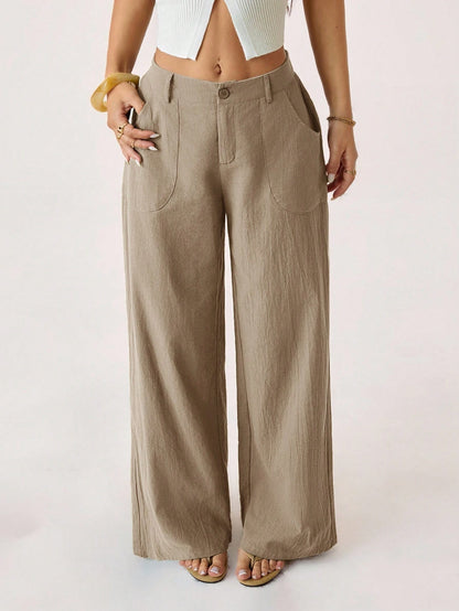 Womens Cotton Linen Wide Leg Pants