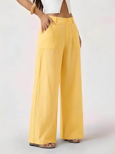 Womens Cotton Linen Wide Leg Pants