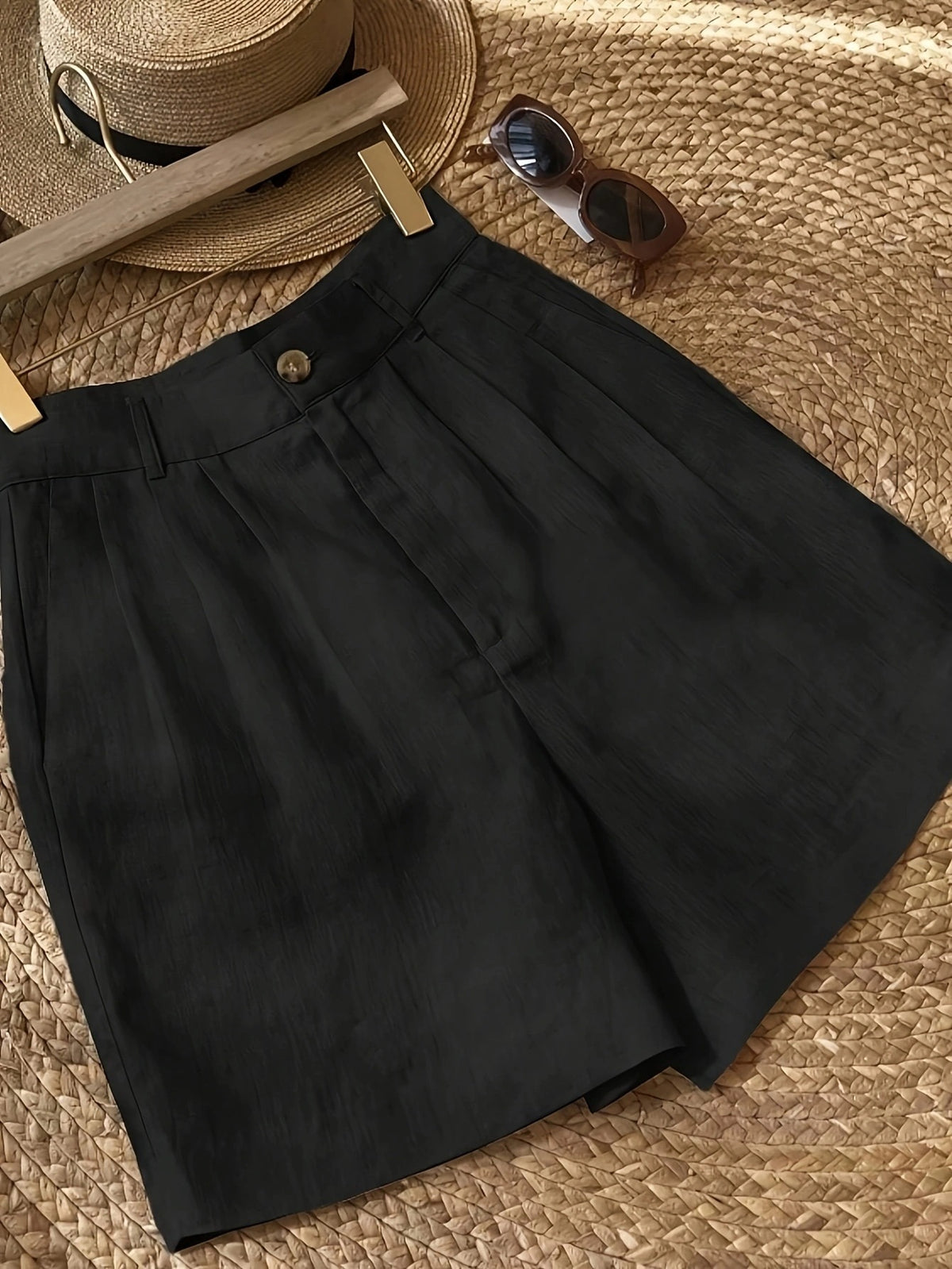 Womens Cotton Linen Wide Leg Shorts