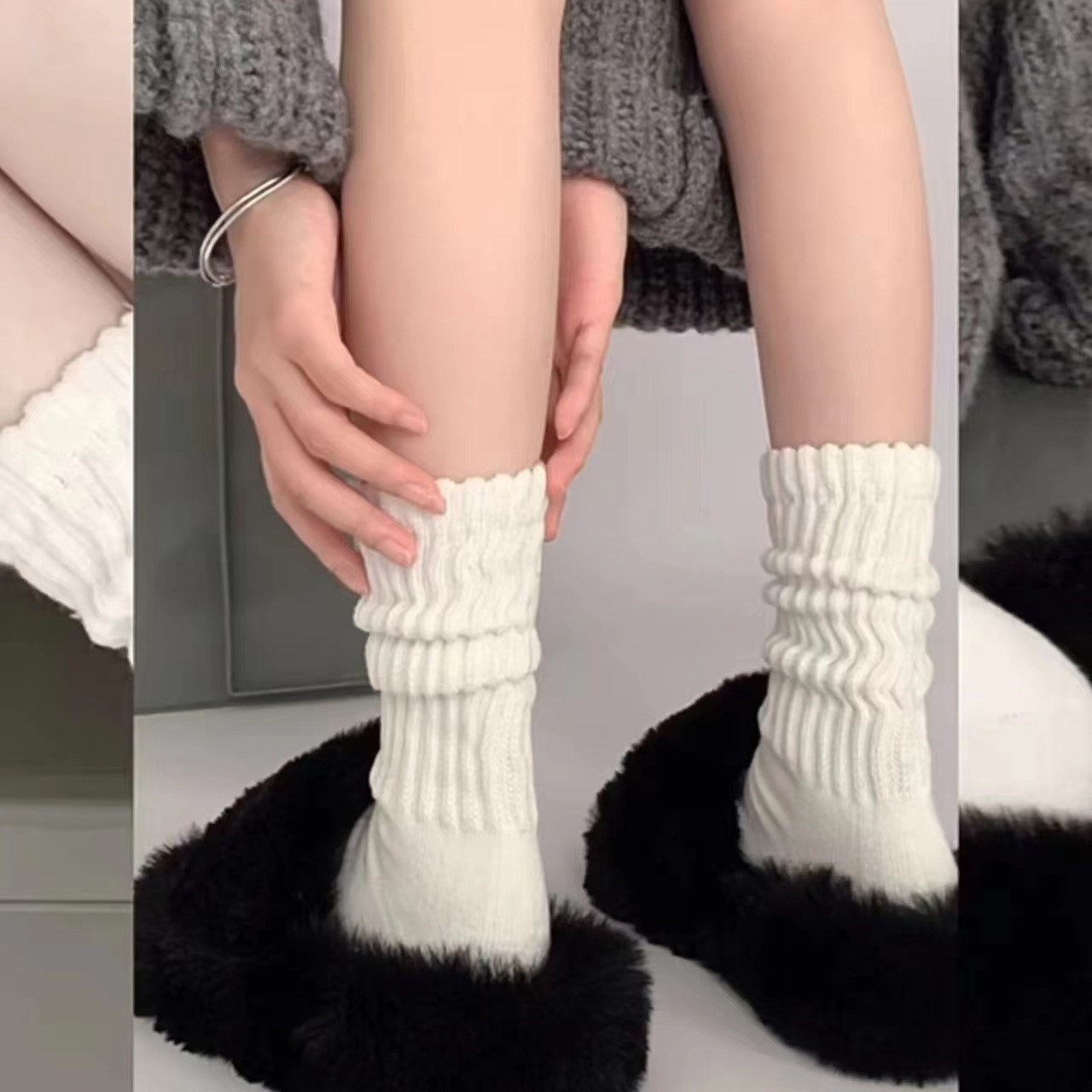 Womens Cotton Mid Tube Casual Socks