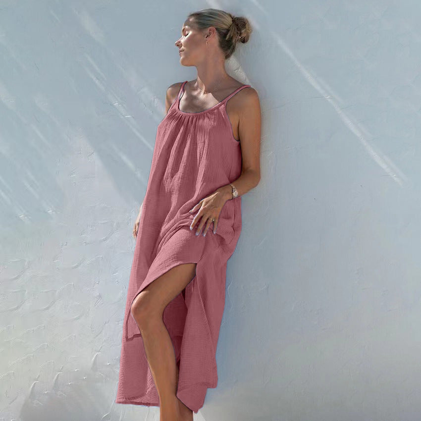 Womens Cotton Sling Nightdress Long Dress