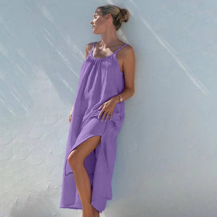 Womens Cotton Sling Nightdress Long Dress