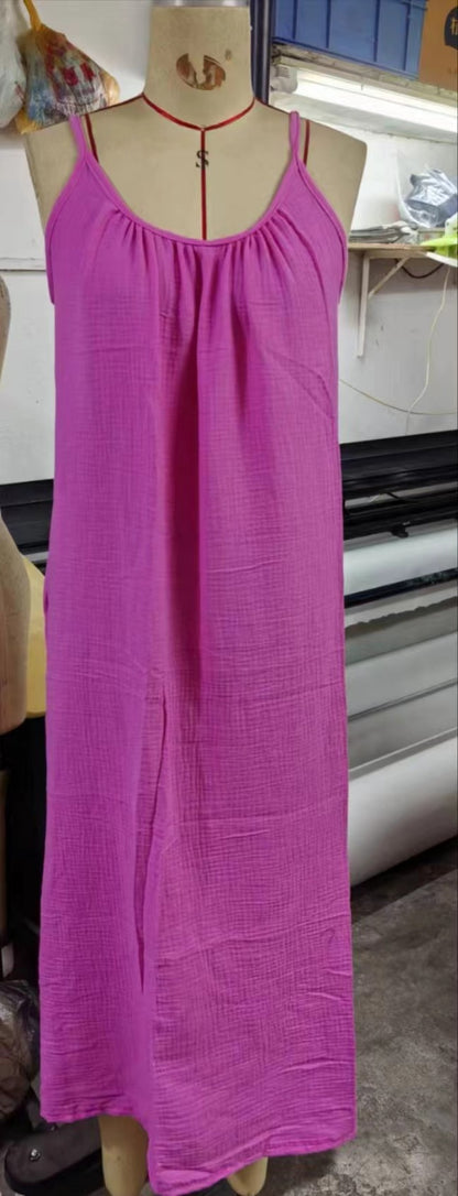 Womens Cotton Sling Nightdress Long Dress
