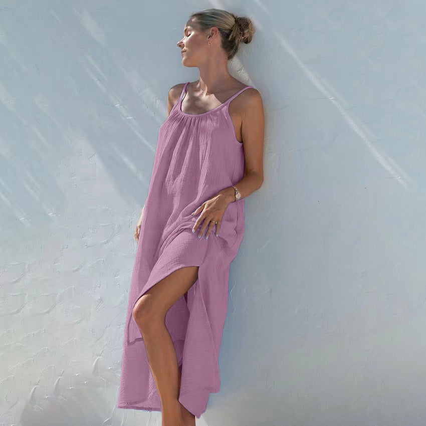 Womens Cotton Sling Nightdress Long Dress