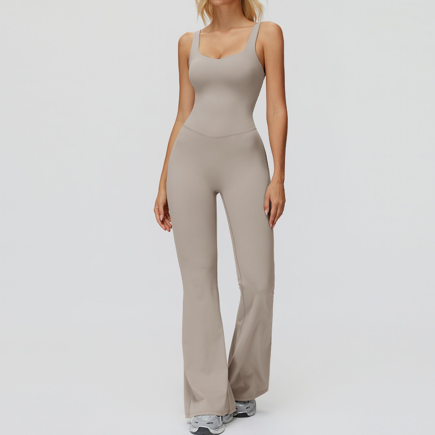 Womens Cross Back Flared Leg Jumpsuit