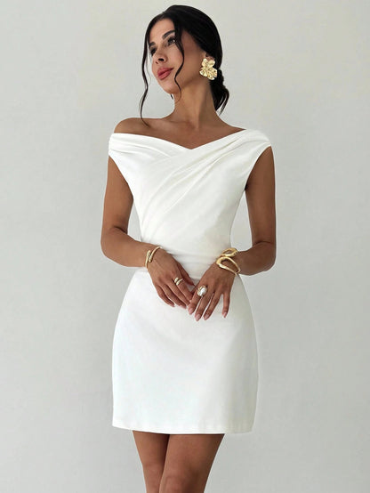 Womens Cross Over Neckline Knitted Dress
