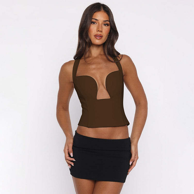 Womens Cut Out Halter Neck Top