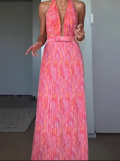 Womens Deep V Backless Slip Dress