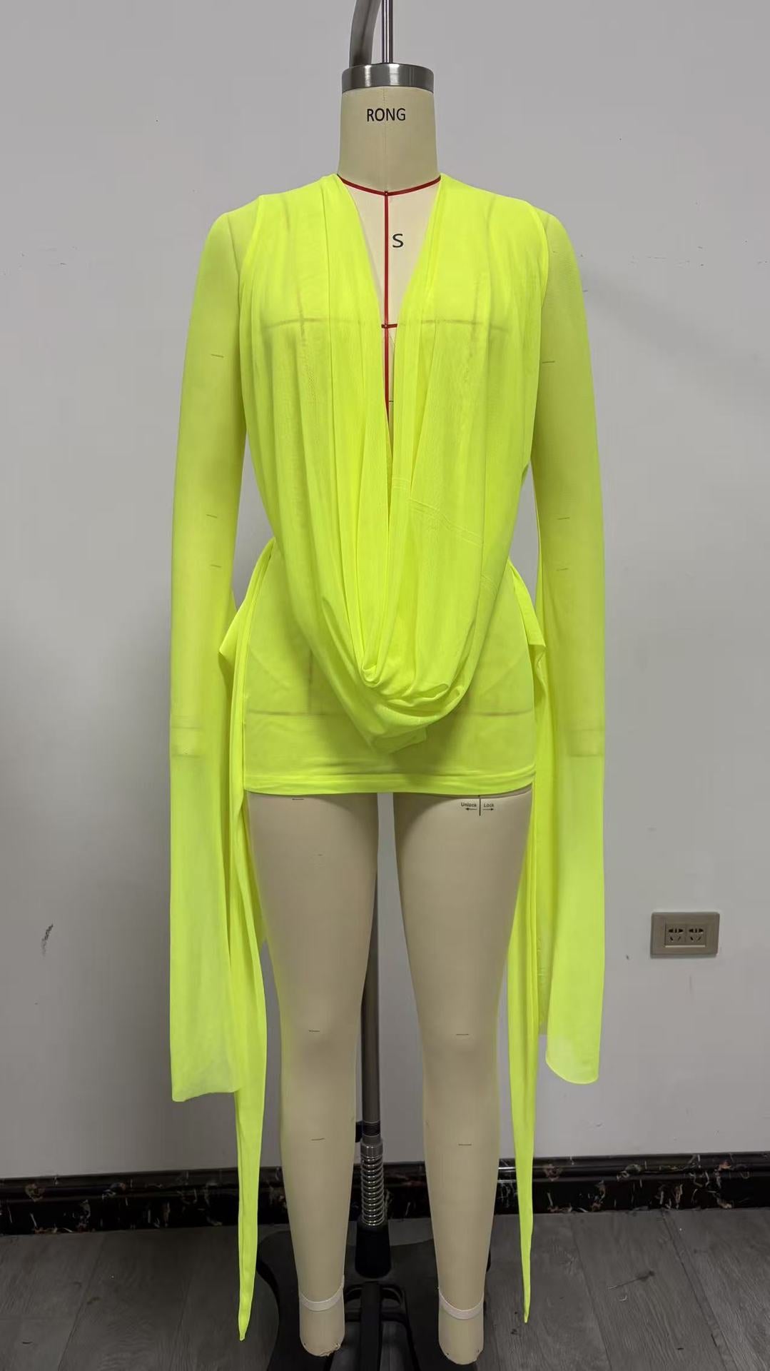 Womens Deep V-Neck Mesh Resort Dress