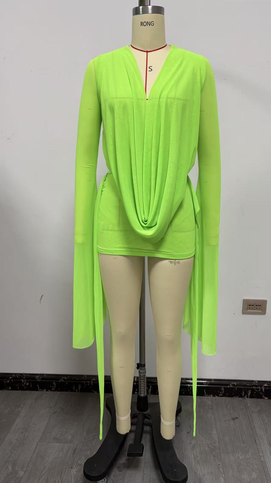 Womens Deep V-Neck Mesh Resort Dress
