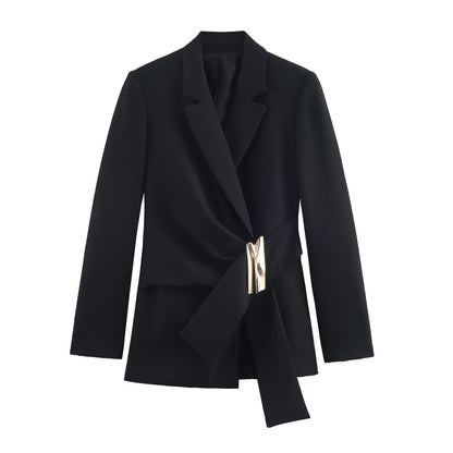 Womens Denim Button Detail Pants Suit