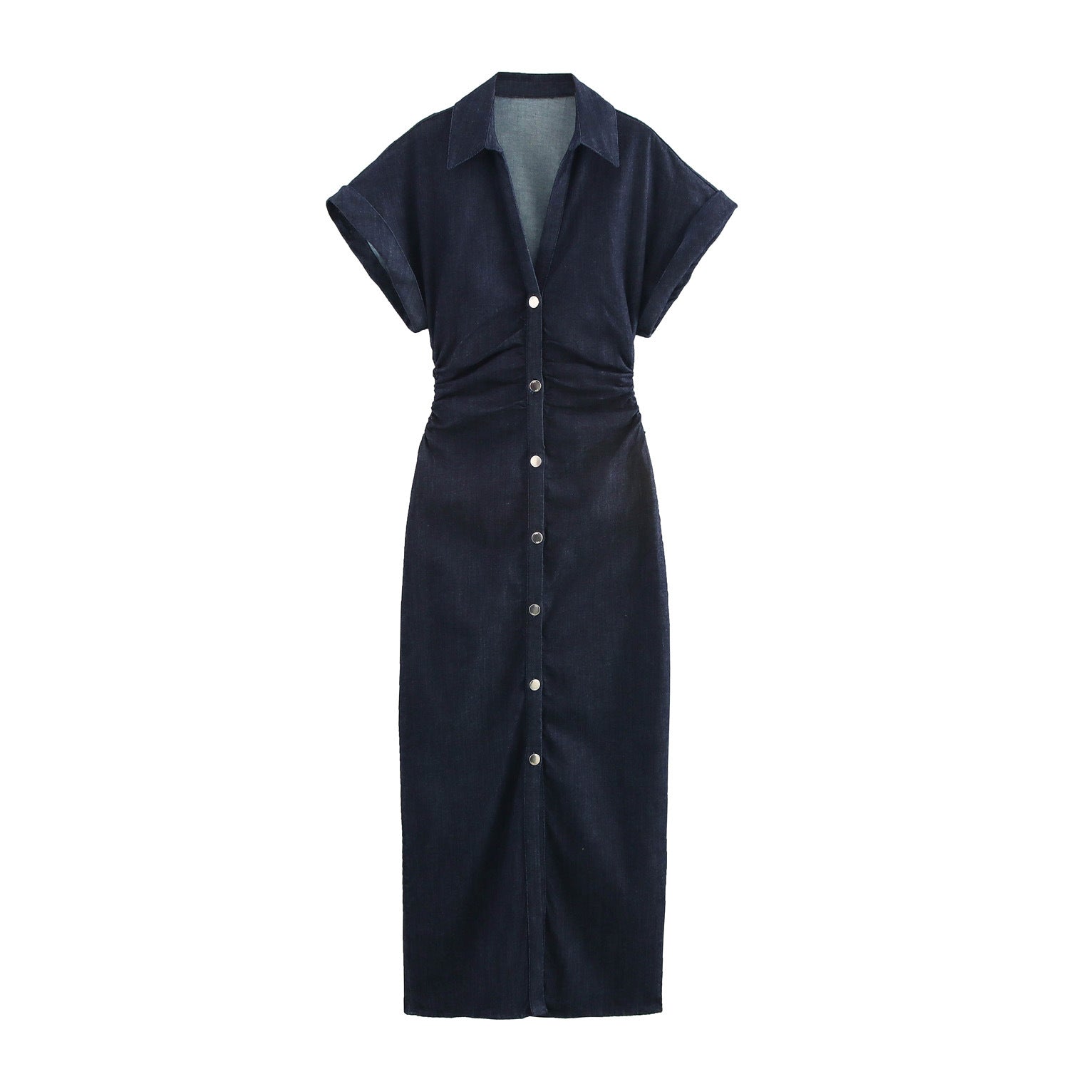 Womens Denim Pleated Waist Dress