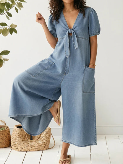 Womens Denim V-Neck Casual Dress