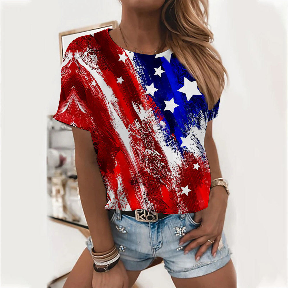 Womens Digital Print Round Neck T-Shirt