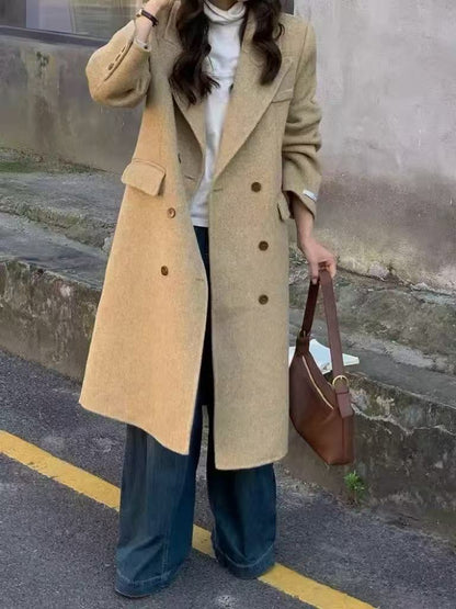 Womens Double-sided Herringbone Wool Coat