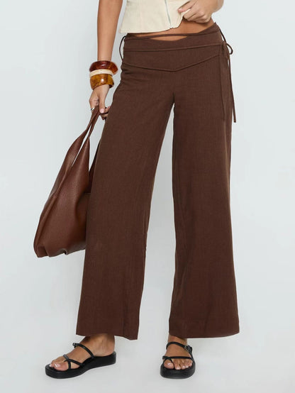 Womens Drawstring Straight Leg Pants