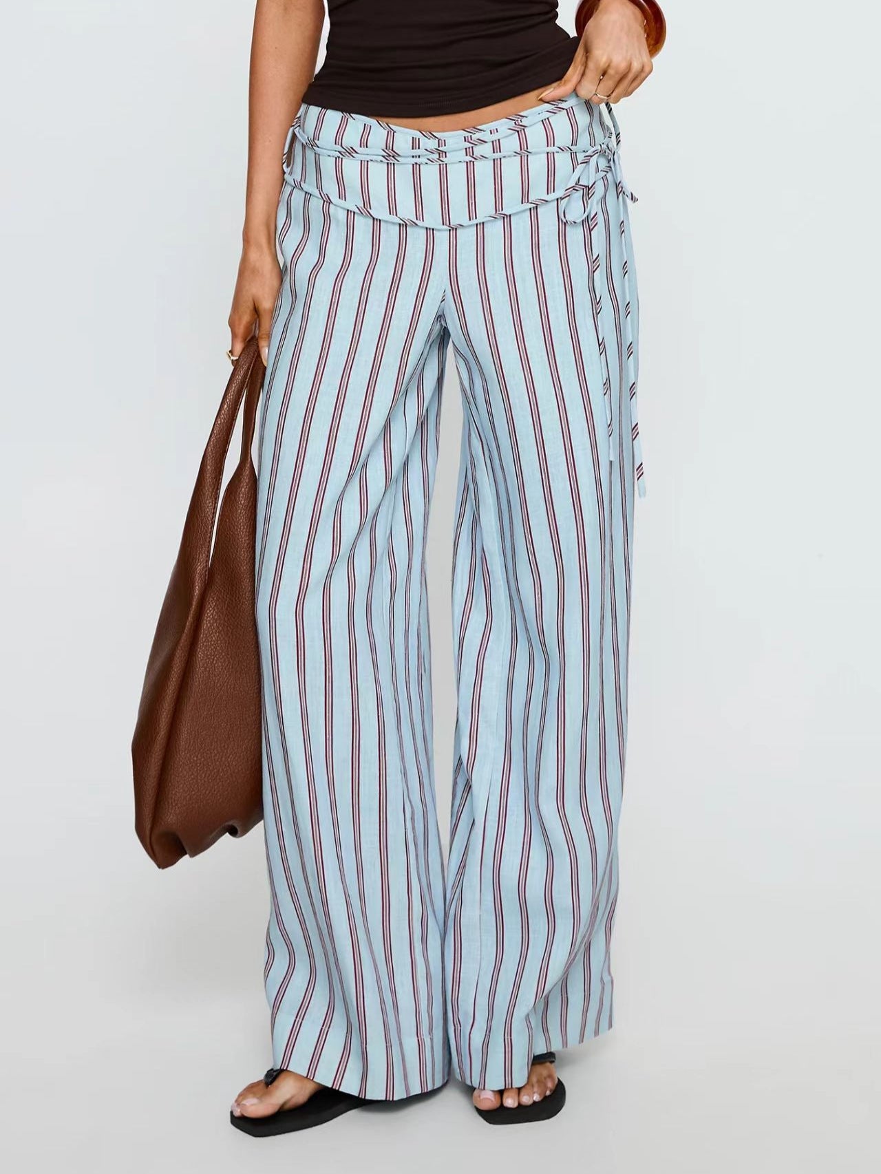 Womens Drawstring Straight Leg Pants