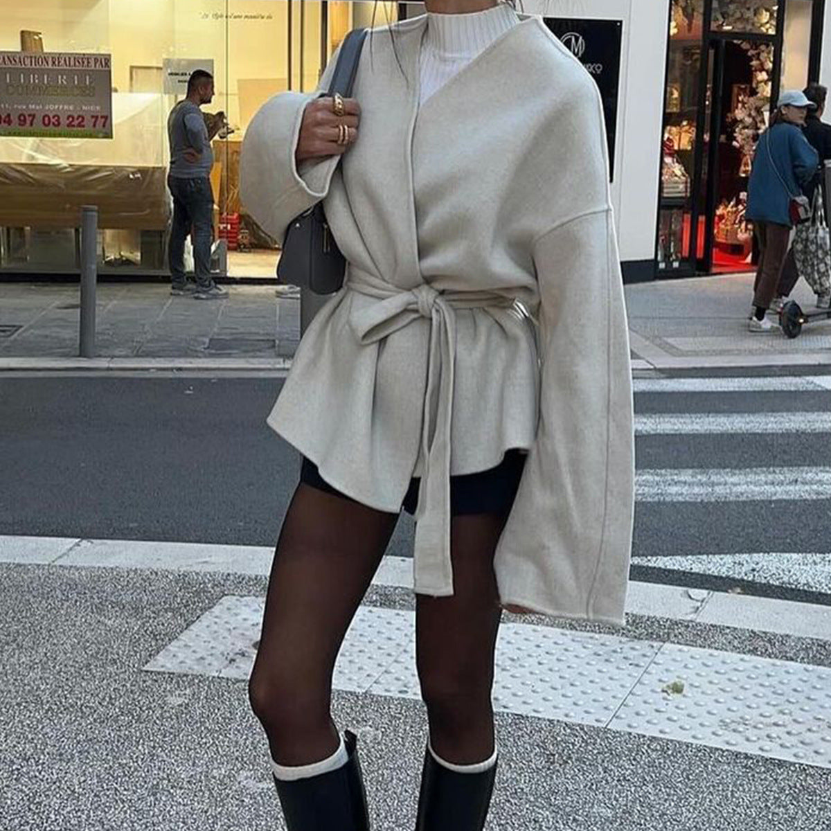 Womens Elegant Belted Trench Coat