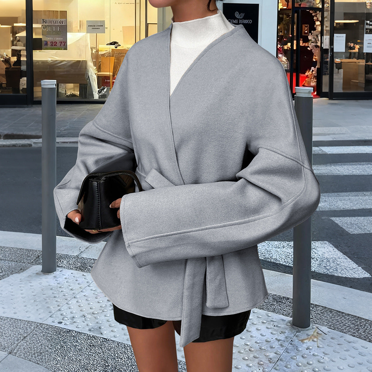 Womens Elegant Belted Trench Coat