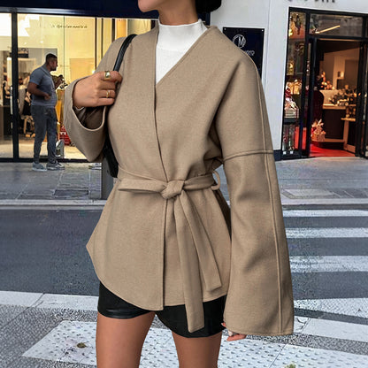 Womens Elegant Belted Trench Coat