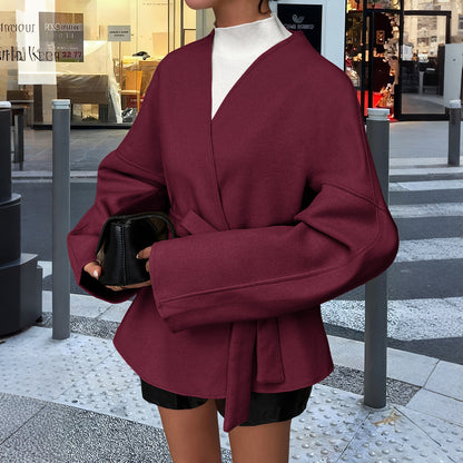 Womens Elegant Belted Trench Coat