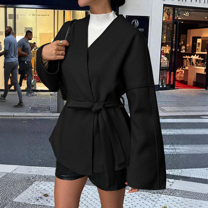 Womens Elegant Belted Trench Coat