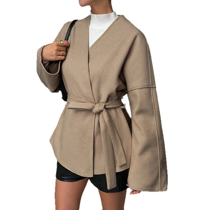 Womens Elegant Belted Trench Coat
