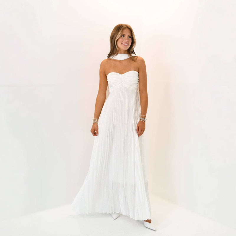 Womens Elegant Pleated Dress