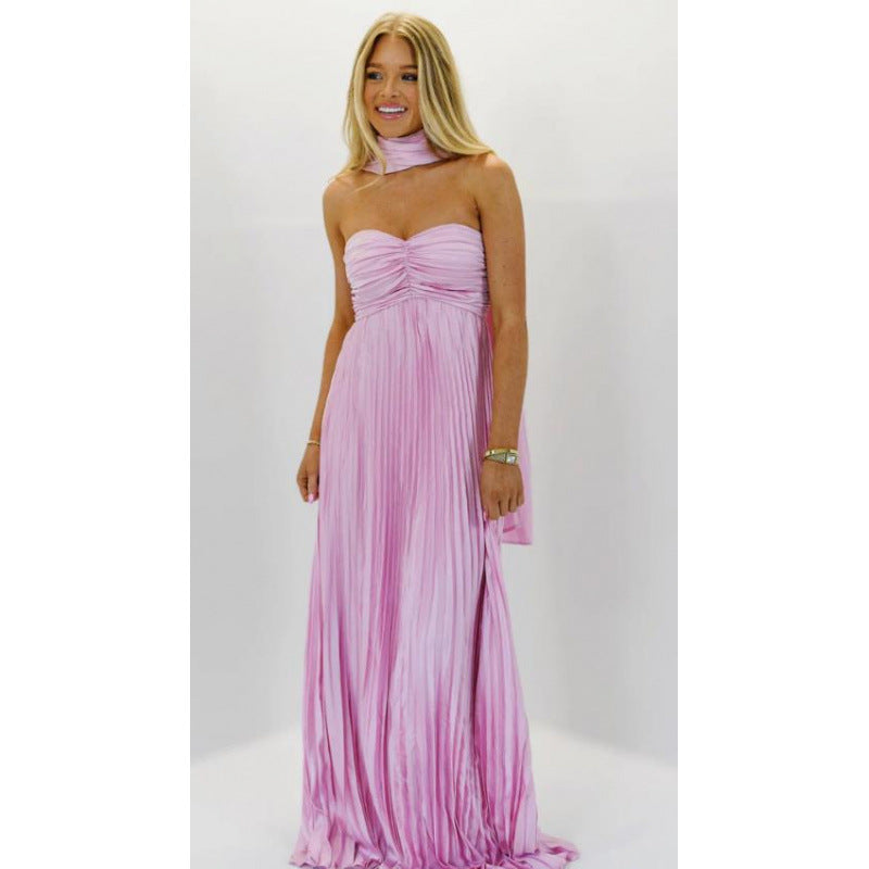 Womens Elegant Pleated Dress
