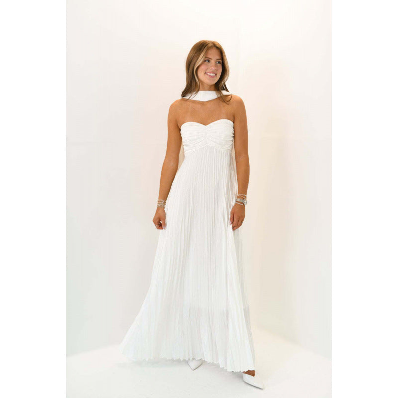 Womens Elegant Pleated Dress