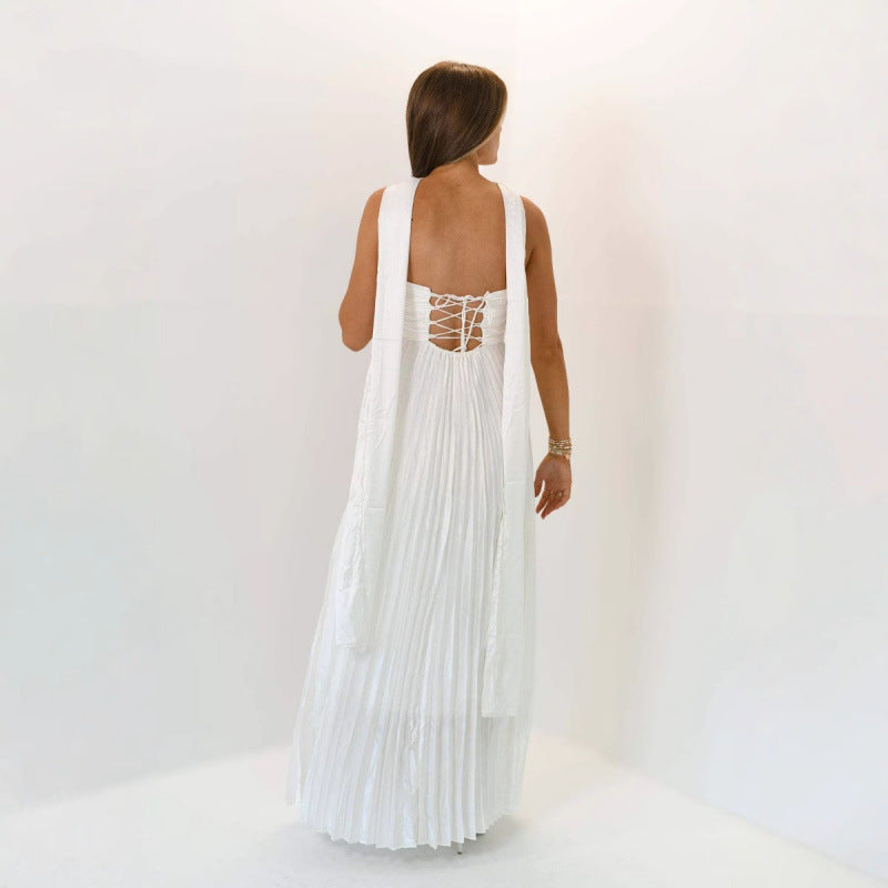 Womens Elegant Pleated Dress