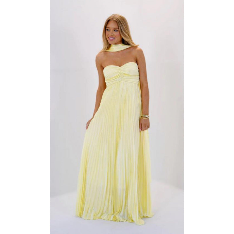 Womens Elegant Pleated Dress