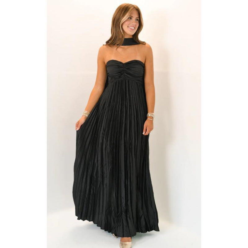 Womens Elegant Pleated Dress