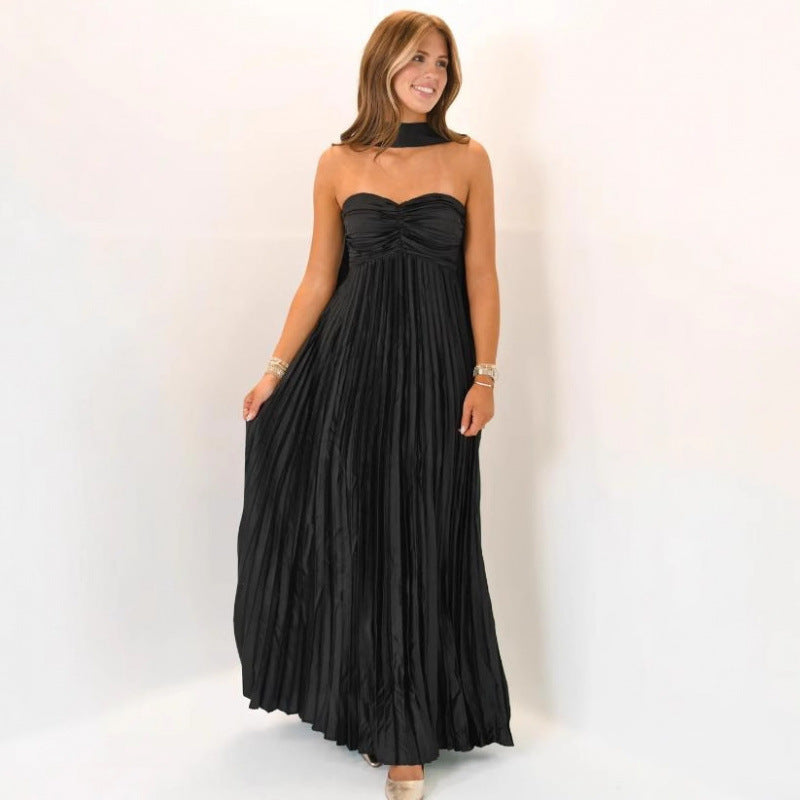 Womens Elegant Pleated Dress