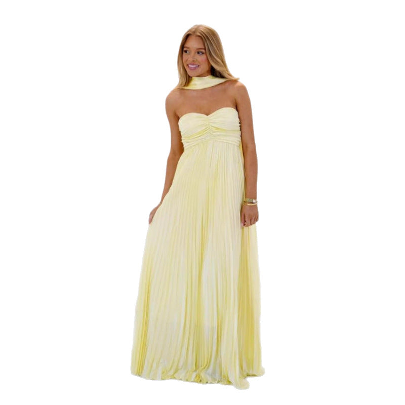 Womens Elegant Pleated Dress