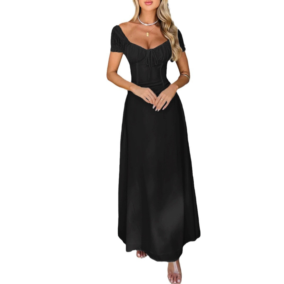 Womens Elegant Pleated Midi Dress