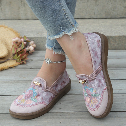 Womens Embroidered Flat Casual Shoes