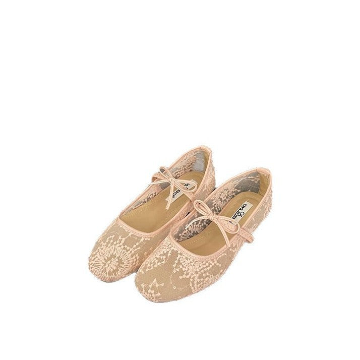 Womens Embroidered Mesh Flats