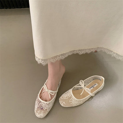 Womens Embroidered Mesh Flats
