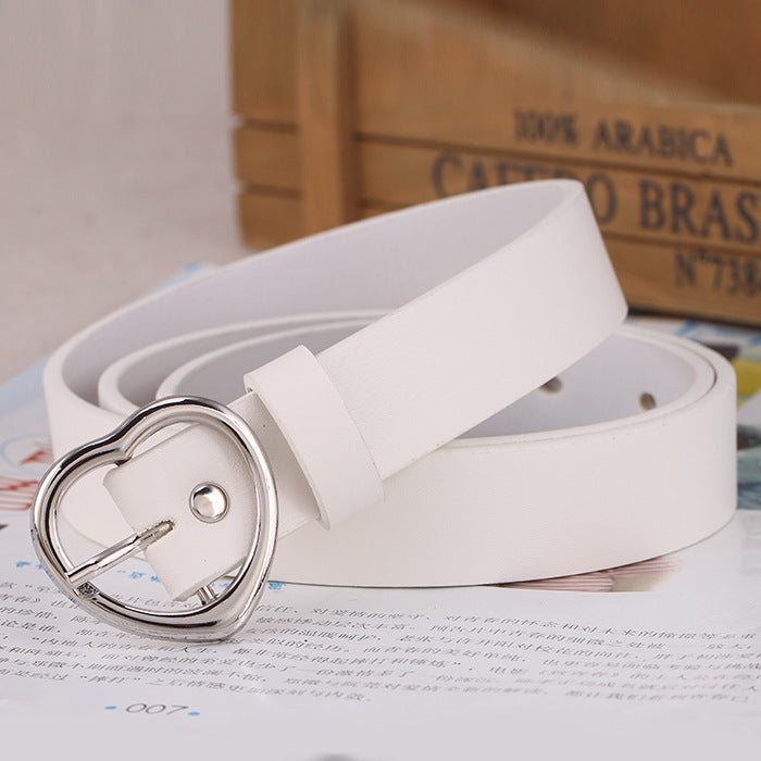 Womens Fashion Heart Buckle PU Leather Belt