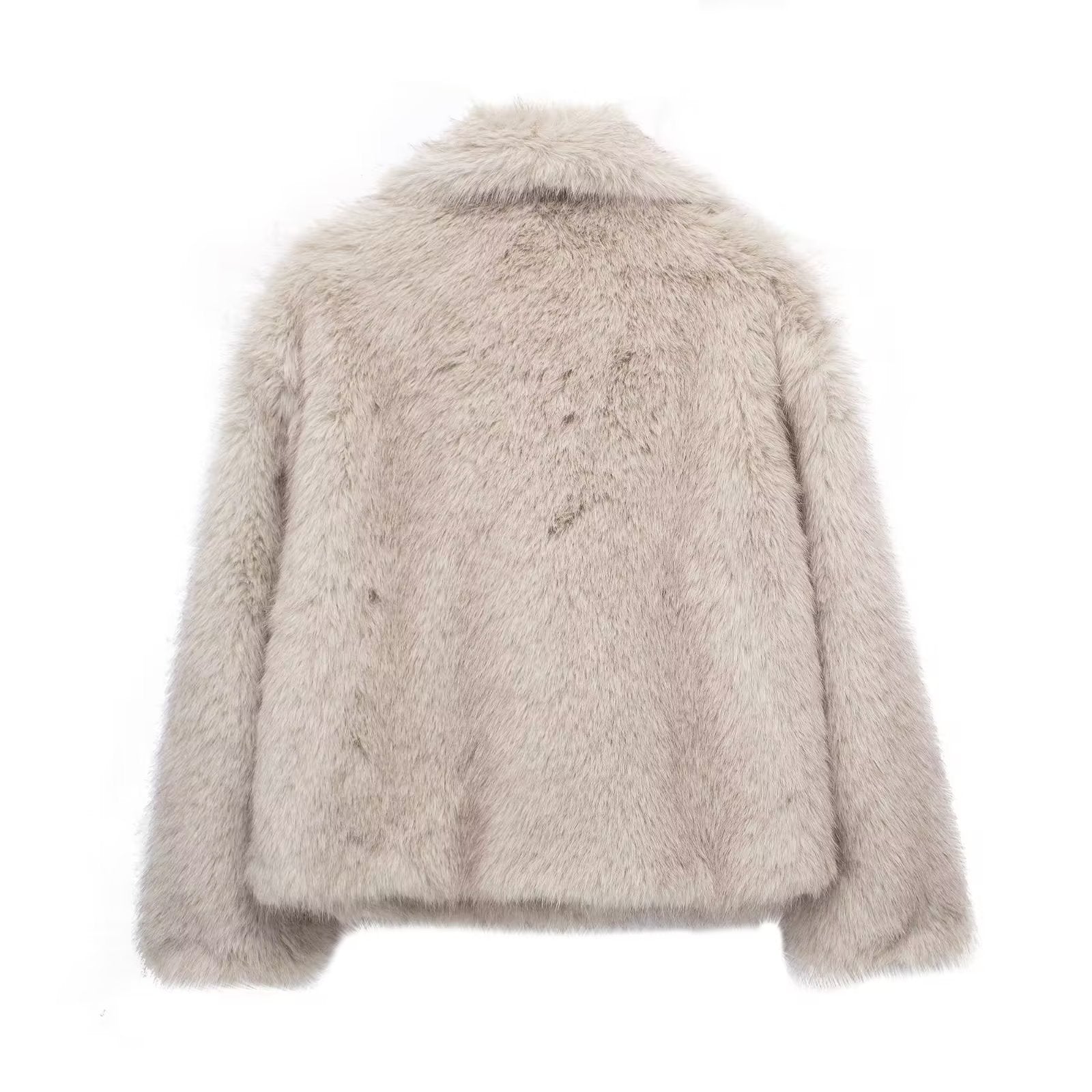 Womens Faux Fur Coat Square Collar Long Sleeve Winter Jacket