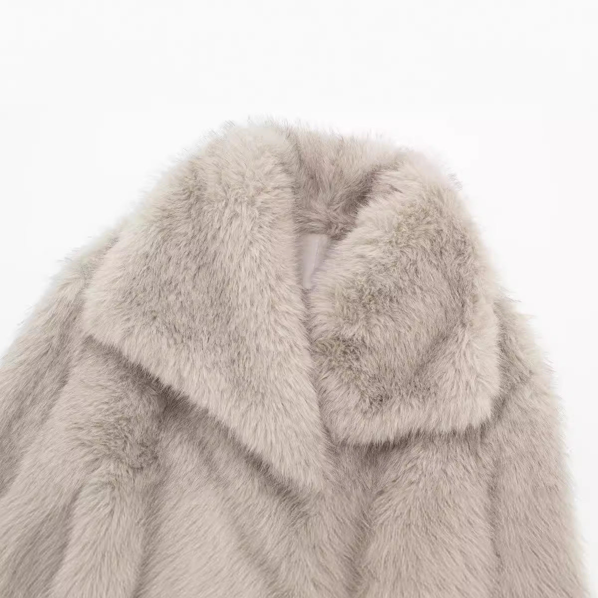 Womens Faux Fur Coat Square Collar Long Sleeve Winter Jacket