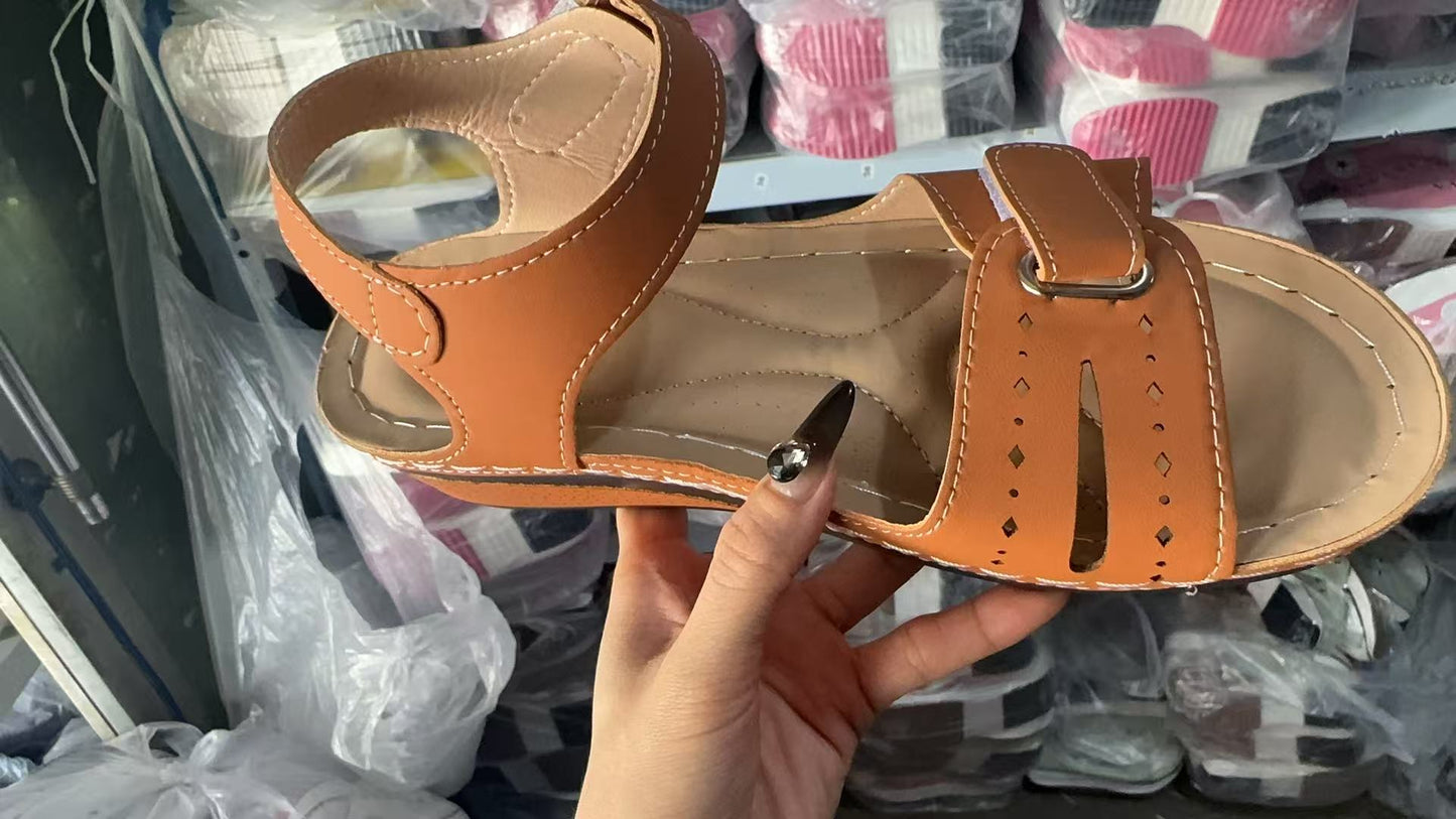 Womens Fish Mouth Velcro Sandals Casual Wedge Heel