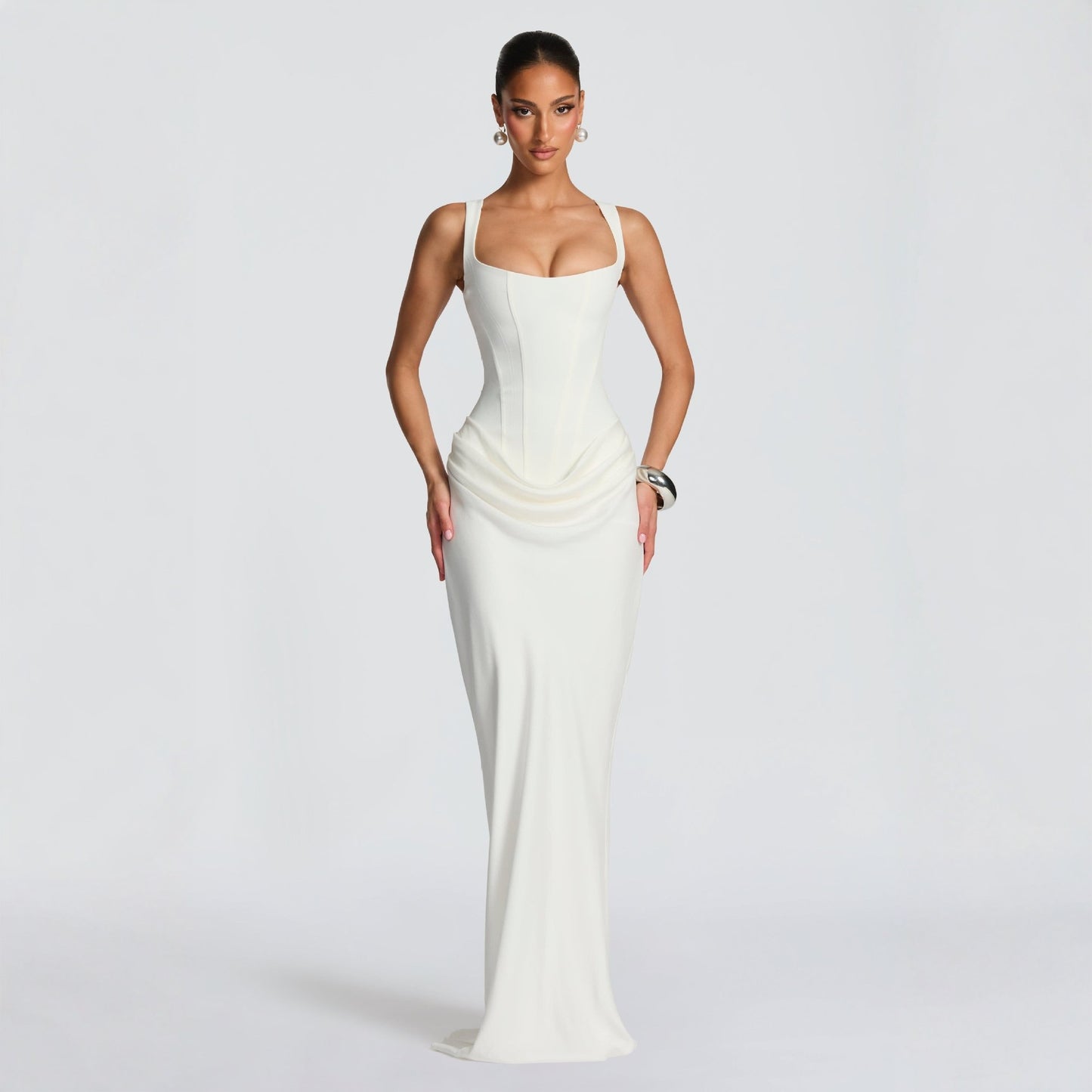 Womens Fishbone Bodycon Long Dress