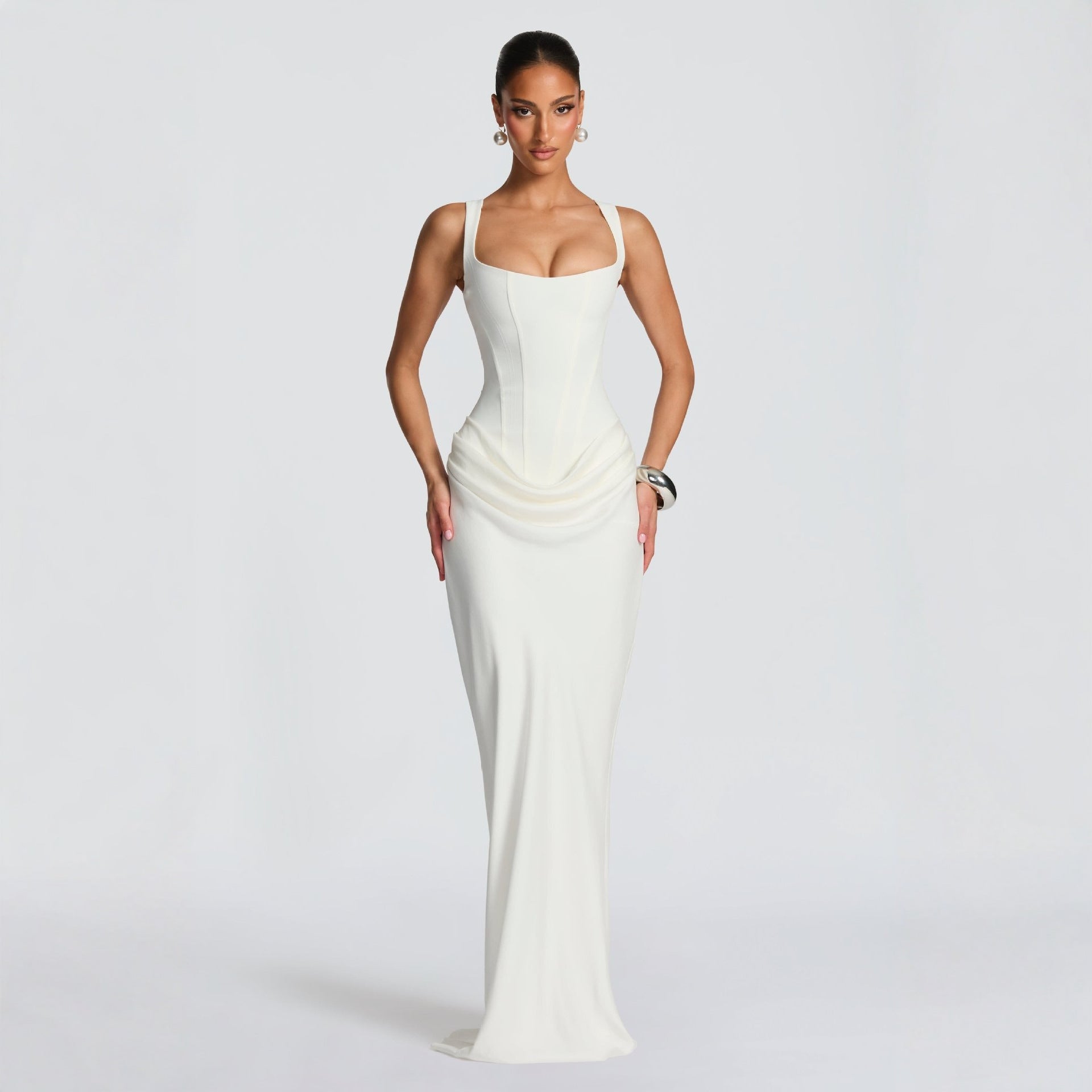 Womens Fishbone Bodycon Long Dress