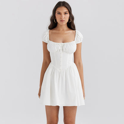 Womens Fishbone Slim Fit Bubble Sleeve Dress