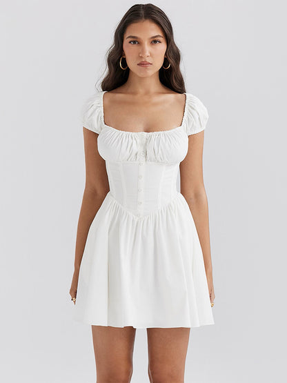 Womens Fishbone Slim Fit Bubble Sleeve Dress