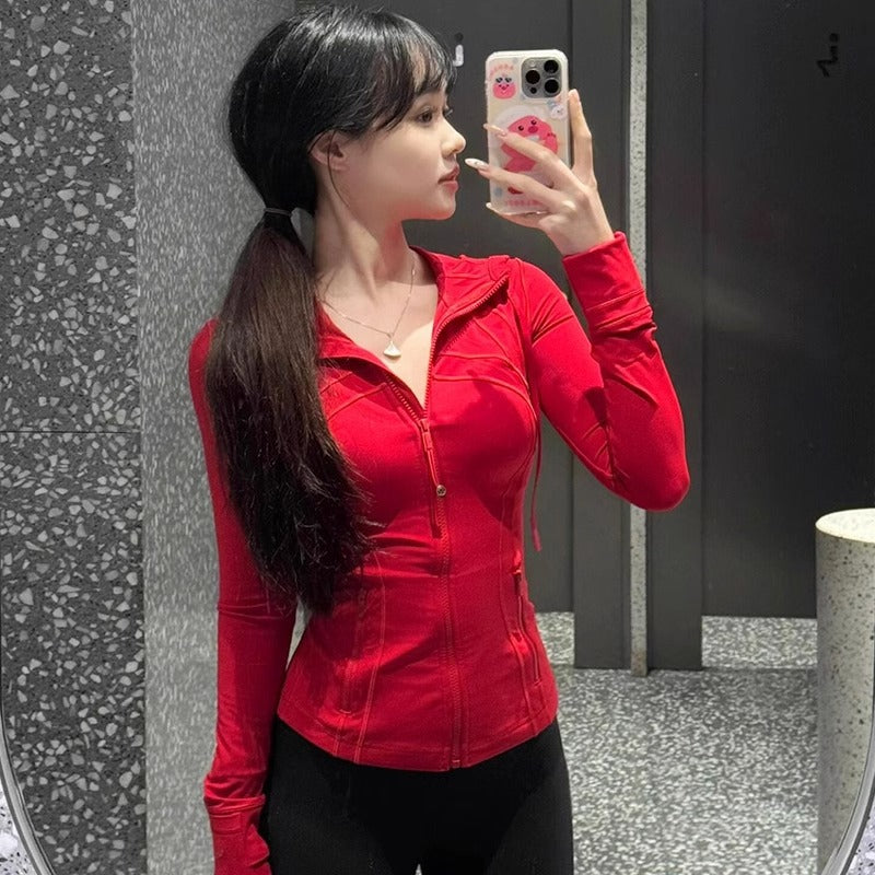 Womens Fitness Yoga Jacket Long Sleeve Sports Top