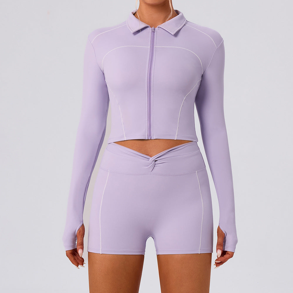 Womens Fitness Yoga Top with Zipper