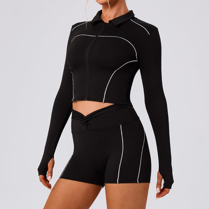 Womens Fitness Yoga Top with Zipper